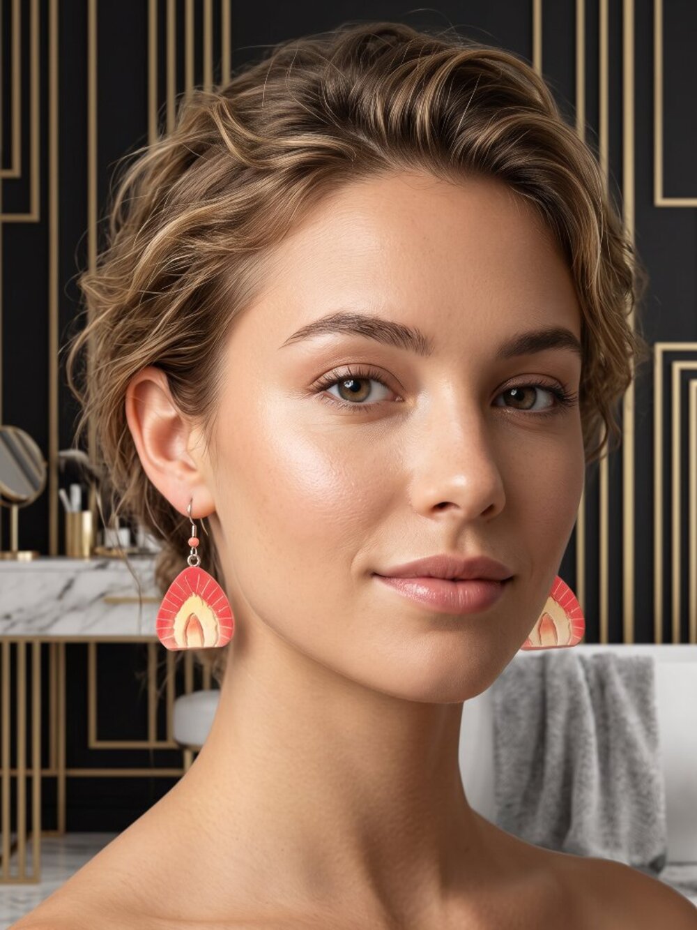 Handmade Strawberry Drop Earrings | Cottagecore Artisan Dangle Jewelry